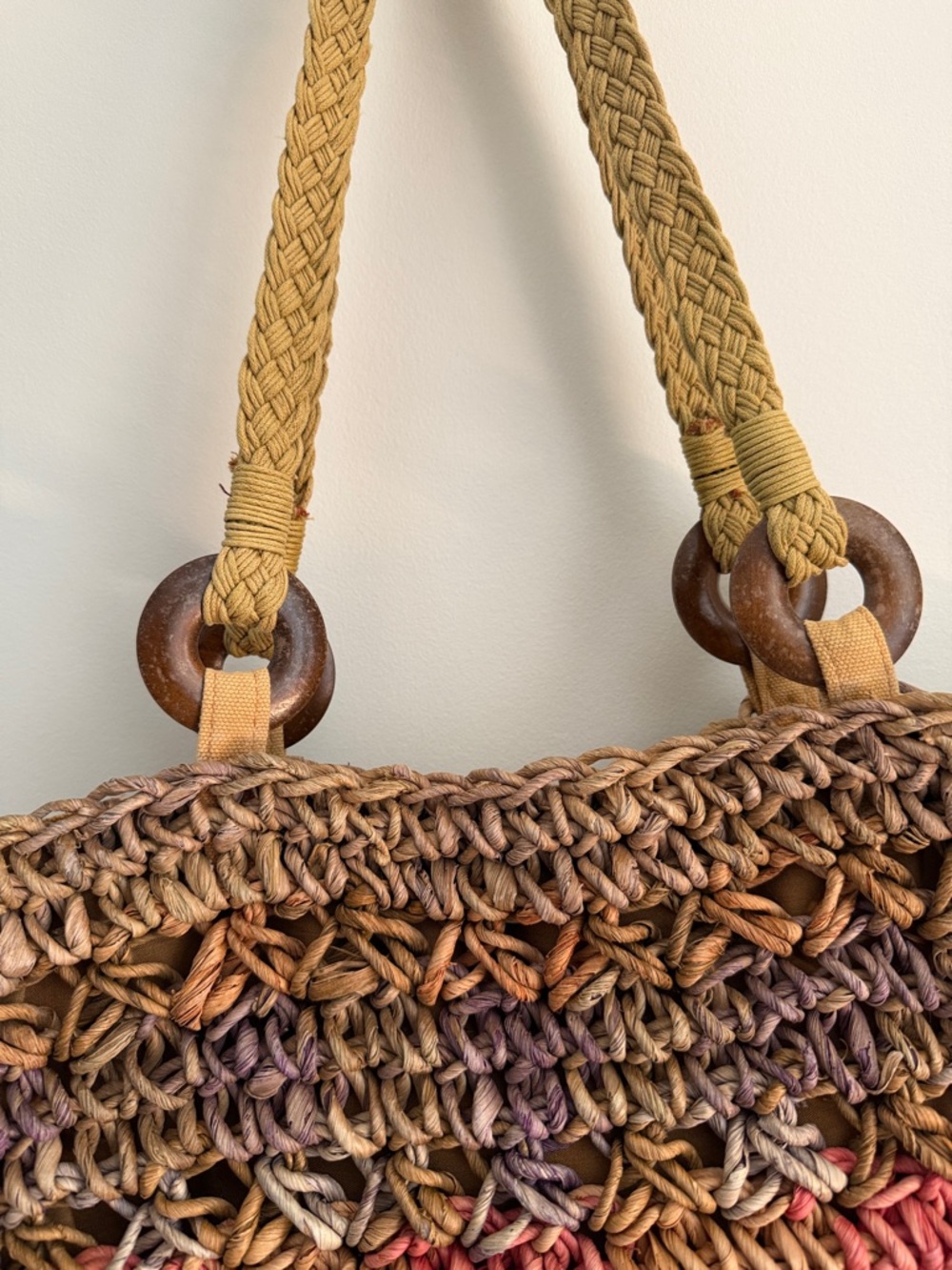 Cappelli Multicolor Straw Tote Bag - Vintage Boho Beach/Market Bag - Picture 7 of 9